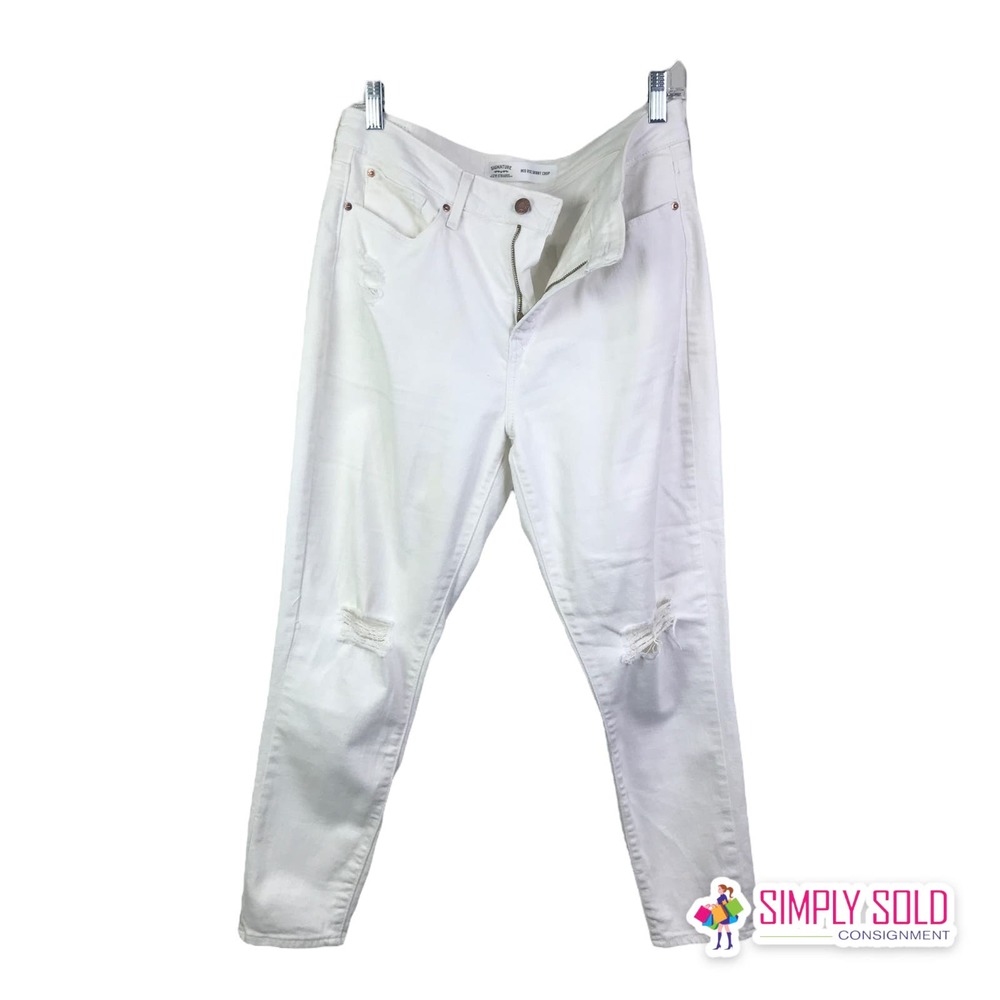Signature By Levi Strauss Women's Jeans Mid Rise Skinny Crop White Cotton Sz W31